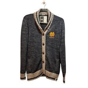 Bruzer Renu note dame cardigan sweater blue gold size large